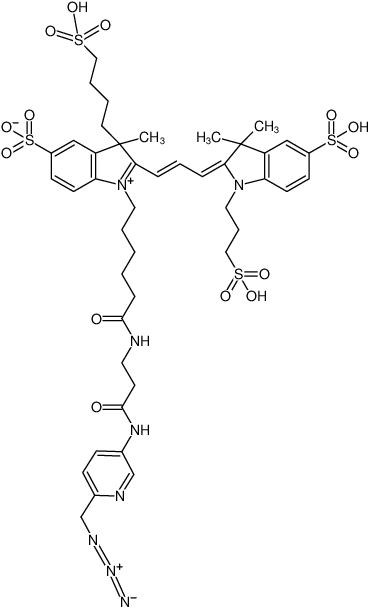 Structural formula of AF555-Picolyl-Azide (Abs/Em = 555/572 nm)