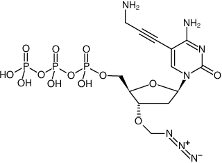 Structural formula of 3'-O-Azidomethyl-5-Propargylamino-dCTP (3'-O-Azidomethyl-5-Propargylamino-2‘-deoxycytidine-5‘-triphosphate, Sodium salt)