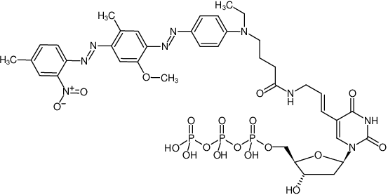 Structural formula of Aminoallyl-dUTP-BHQ-1 (5-(3-Aminoallyl)-2'-deoxyuridine-5'-triphosphate, labeled with BHQ-1™, Triethylammonium salt)