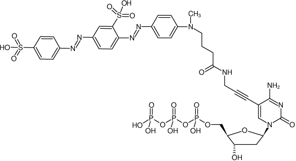 Structural formula of 5-Propargylamino-dCTP-BHQ-10 (5-Propargylamino-2'-deoxycytidine-5'-triphosphate, labeled with BHQ-10™, Triethylammonium salt)