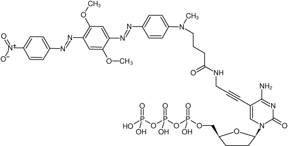 Structural formula of 5-Propargylamino-ddCTP-BHQ-2 (5-Propargylamino-2',3'-dideoxycytidine-5'-triphosphate, labeled with BHQ-2™, Triethylammonium salt)